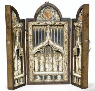 Openwork triptych, 1 register, with arches (Front)