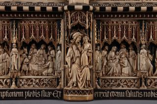 Openwork triptych, 4 registers (ajouré) (Front, detail)