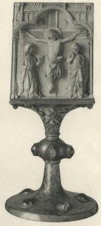 Centre panel (fragment of a polyptych), 1 register, 1 trefoil arch across (plaquette; colonnettes) (Front)