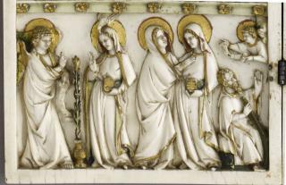 Diptych, 3 registers, bands of rosettes (décor de roses) (Detail)