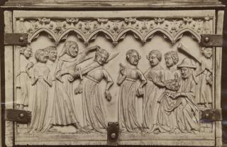 Casket, with arches, quatrefoils, rosettes (coffret; frise d'arcatures; quatre-feuilles) (End, right)