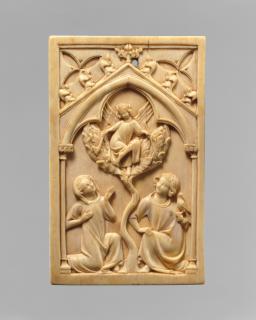 Double-sided writing tablet cover, 1 register, 1 arch across (plaquette; tablette à écrire; colonnettes) (Side 1)