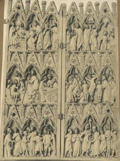 Diptych with gables, 3 registers, 3 arches across (frise d'arcatures); known as 'Soissons Diptych' (Front)