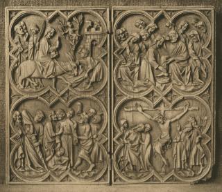 Diptych, 2 registers, with quatrefoils (quatre-feuilles) (Front)
