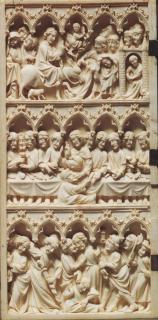 Diptych, 3 registers, 5 arches across (frise d'arcatures) (Wing, left)