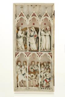 Wing, left (part of a diptych), 2 registers, 3 arches across (frise d'arcatures; colonnettes) (Front)
