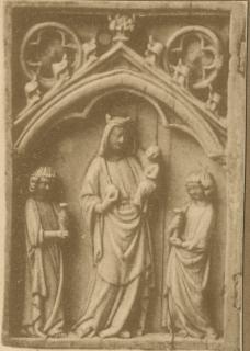 Wing, left (fragment of a diptych), 1 register, 1 arch across (plaquette) (Front)