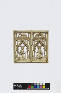 Openwork panel (part of a casket), 1 register, 2 arches across (plaque ajourée) (Front)