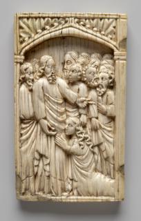 Wing, left (fragment of a diptych), 1 register, 1 arch across (plaquette) (Front)