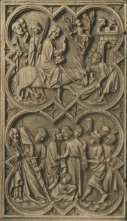 Diptych, 2 registers, with quatrefoils (quatre-feuilles) (Wing, left)