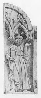Gabled wing, left (fragment of a triptych), 1 register, 1 full and 1 half arch across (frise d'arcatures) (Front)