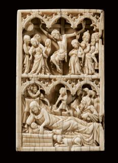 Wing, left (fragment of a diptych), 2 registers, 3 arches across (frise d'arcatures) (Front)