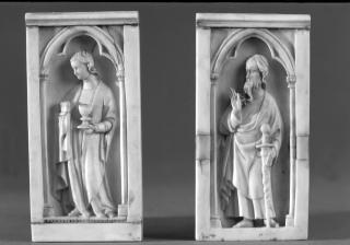 Gabled panel (fragment of a polyptych), 3 registers, 1 arch across (tabernacle) (Front, separate)