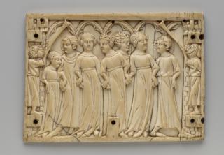 Panel (fragment of a casket), 5 arches across (frise d'arcatures; coffret) (Front)