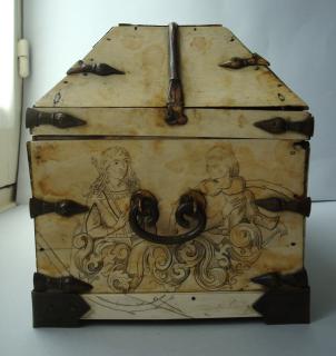 Casket with pitched lid (coffret); known as 'Arqueta de los Reyes' (Kings' Casket) (End, right)