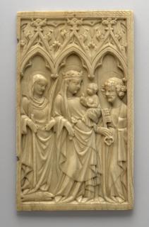 Wing, right (fragment of a diptych), 1 register, 3 arches across, band of rosettes (décor de roses; plaquette; frise d'arcatures) (Front)