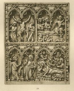 Wing, left (fragment of a diptych), 2 registers, 4 arches across (frise d'arcatures, colonnettes) (Front)