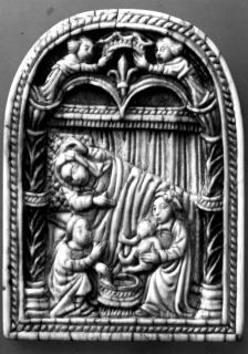 Rounded-top panel (possibly a pax), 1 register, 2 arches across (baiser de paix?) (Front)