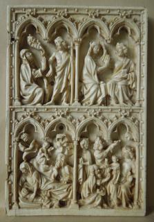 Wing, right (part of a diptych), 2 registers, 4 arches across (frise d'arcatures; colonnettes) (Front)