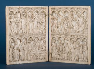 Diptych, 2 registers, 6 arches across (frise d'arcatures, colonnettes) (Front)