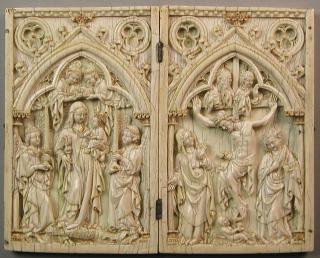 Diptych, 1 register, 1 arch across (plaquettes; colonnettes) (Front)