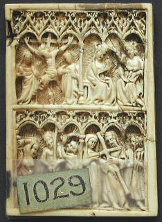 Wing, right (fragment of a diptych), 2 registers, 6 arches across (frise d'arcatures; plaquette; colonnettes). (Front)