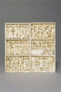 Diptych, 3 registers, bands of rosettes (décor de roses) (Front)