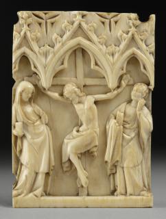 Panel (fragment of a diptych), 1 register, 3 arches across (frise d'arcatures; plaquette) (Front)