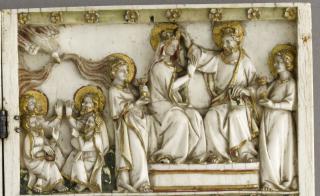 Diptych, 3 registers, bands of rosettes (décor de roses) (Detail)