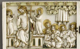 Diptych, 3 registers, bands of rosettes (décor de roses) (Detail)