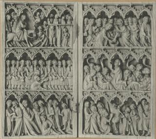 Diptych, 3 registers, 5 arches across (frise d'arcatures) (Front)