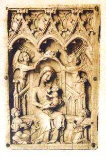 Wing, left (fragment of a diptych), 1 register, 2 arches across (frise d'arcatures; plaquette) (front)