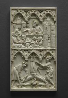 Panel (part of a polyptych), 2 registers, 3 arches across (frise d'arcatures) (Front)