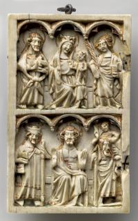 Wing, left (fragment of a diptych), 2 registers, 3 arches across (frise d'arcatures) (Front)