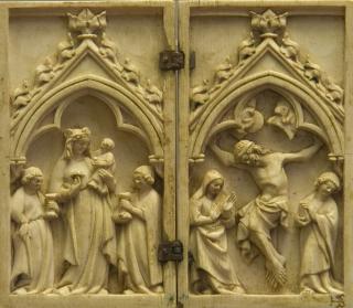 Diptych, 1 register, 1 arch across (plaquettes) (Front)