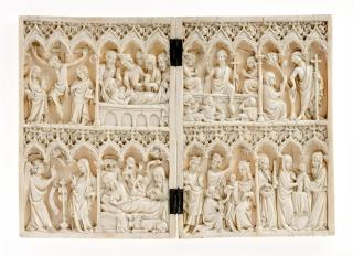 Diptych, 2 registers, 6 arches across (frise d'arcature; colonnettes) (Front)