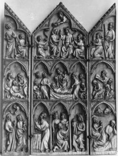 Gabled triptych, 3 registers, arches (colonnettes) (Front)