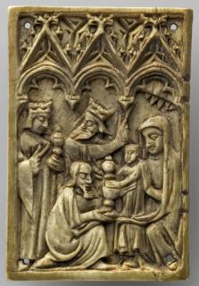 Wing, left (fragment of a diptych), 1 register, 3 arches across (plaquette; frise d'arcatures) (Front)