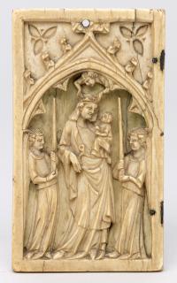 Wing, left (fragment of a diptych), 1 register, 1 arch across (plaquette) (Front)