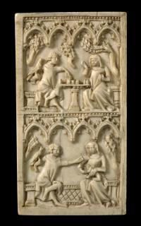 Writing tablets, 2 registers, 4 arches across (frise d'arcatures; tablettes à écrire) (Front)