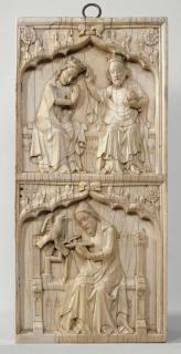 Wing, right (part of a polyptych or triptych), 2 registers, 1 ogee arch across (Front)