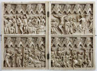 Diptych, 2 registers, 4 paired arches across (frise d'arcatures) (Front)