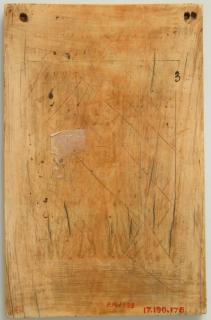 Wing, right (part of a diptych), 2 registers , 6 paired arches across, bands of rosettes (décor de roses; frise d'arcatures) (Back)