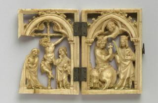 Openwork diptych, 1 register, 1 arch across (diptyque ajouré; colonnettes) (Front)