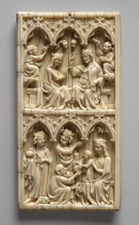 Wing, right (fragment of a diptych), 2 registers, 3 arches across (frise d'arcatures) (Front)