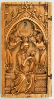 Wing, left (fragment of a diptych), 1 register, 1 arch across (plaquette) (Front)