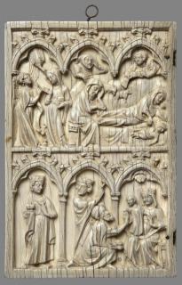 Wing, left (fragment of a diptych), 2 registers, 3 arches across (frise d'arcatures) (Front)