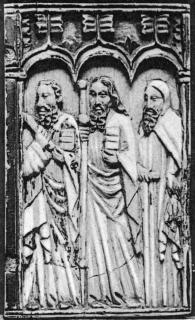 Wing, right (fragment of a diptych), 1 register, 3 arches across (frise d'arcatures; plaquette) (Front)