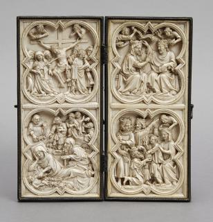 Diptych, 2 registers, with quatrefoils (quatre-feuilles) (Front)