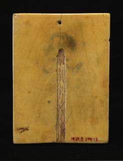 Wing, right (part of a diptych), 1 register, with quatrefoil enclosed in a diamond (plaquette; quatre-feuilles); later reused as a pax (baiser de paix) (Back)